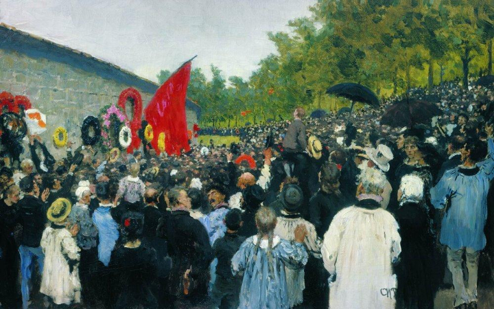 İlya Repin, The Annual Memorial Meeting Near the Wall of the Communards In The Cemetery of Pere Lachaise, 1883