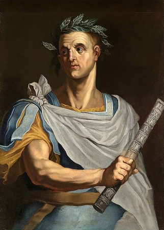 Bernardino Campi, Portrait Of Julius Caesar Half Length Wearing A Laurel Wreath And Holding A Baton