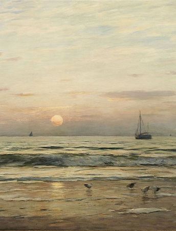 Eugen Gustav Ducker, Coastal Landscape With Sunset, 1911