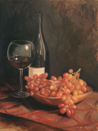 Anna Bain, Still Life With Wine And Grapes