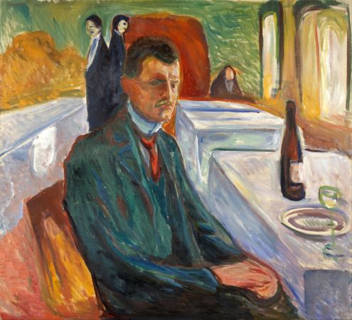 Edvard Munch, Self-portrait with a Bottle of Wine, 1906