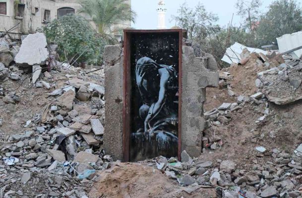 Banksy, Bomb Damage, Gazze, 2015