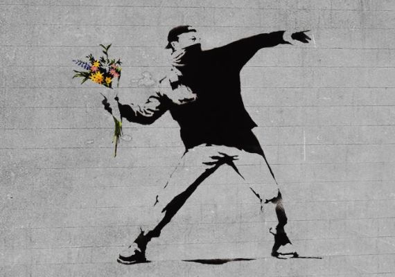 Banksy, Flower Chucker, Kudüs, 2003