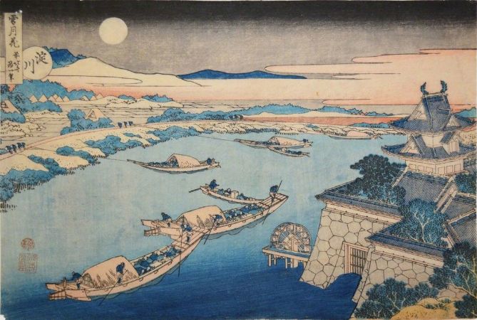 hokusai, Yodo River In Moonlight, 1832