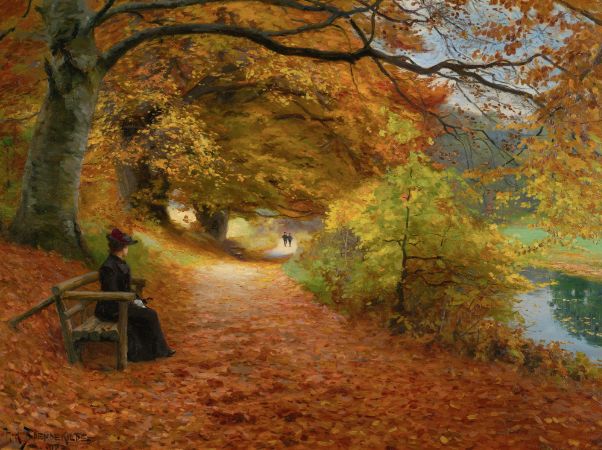 Hans Andersen Brendekilde, A Wooded Path In Autumn,