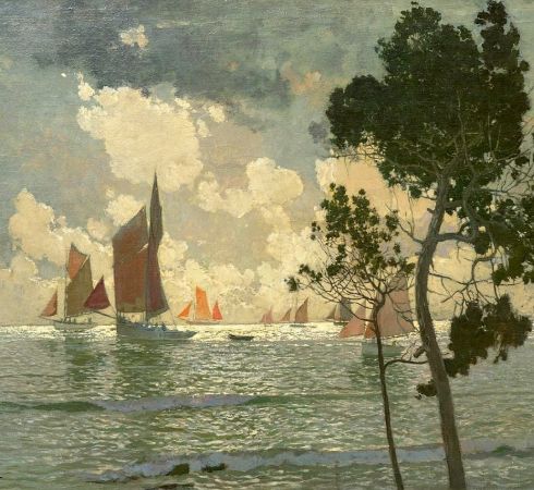 Amédée-Julien Marcel-Clément, Fishing Boats at Sunset (1)
