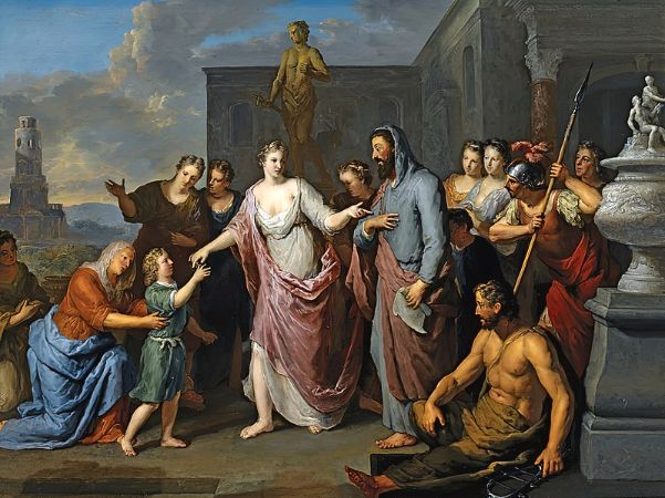 Gerard Hoet, Olympias presenting the young Alexander the Great to Aristotle, 1733