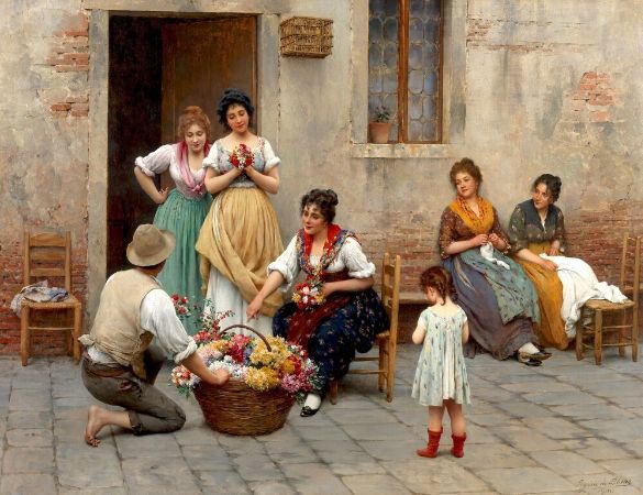 Eugene de Blaas, The Venetian Flower Vendor, 1901