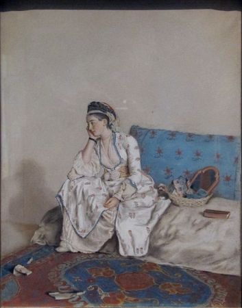 Jean-Étienne Liotard, Woman in Turkish Dress, Seated on a Sofa, 1752