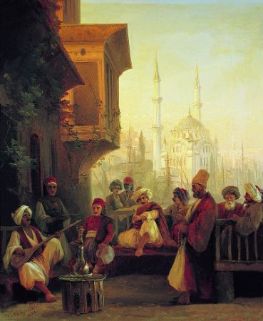 Ivan Ayvazovsky, Coffee-house by the Ortaköy Mosque in Constantinople